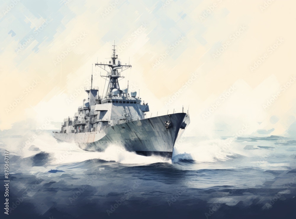 A navy ship sailing in the sea A navy ship sailing in the sea
