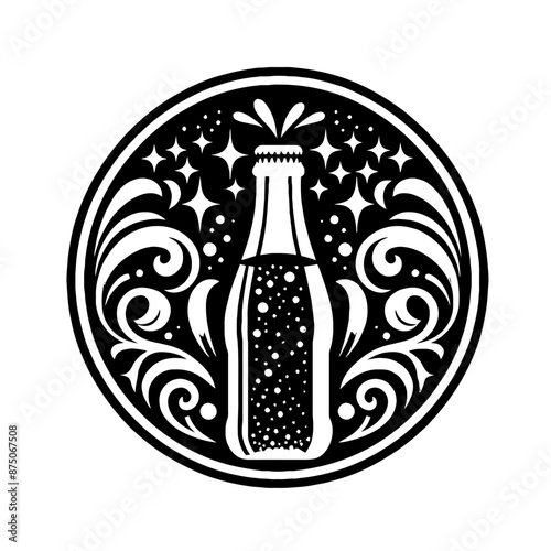 tree in decorative emblem ornament, Victorian, art deco, art nouveau, boho, bohemian,  folk, flourish