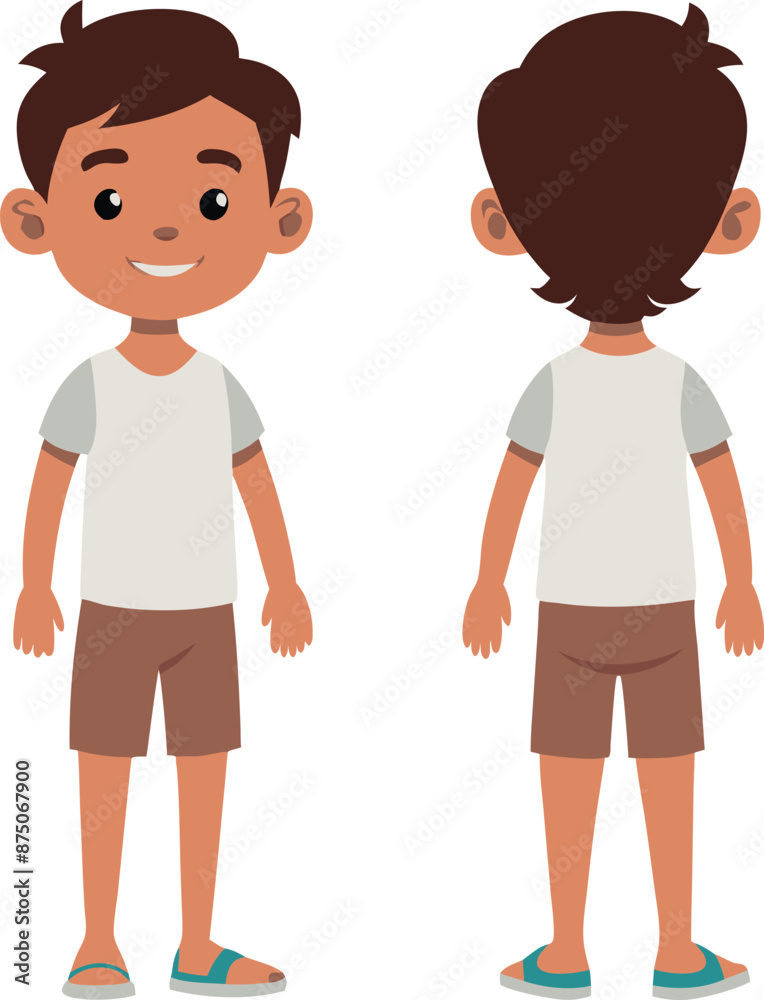 Cartoon Boy Front And Back View Isolated On White Background Cartoon Boy Front And Back View Isolated On White Background
