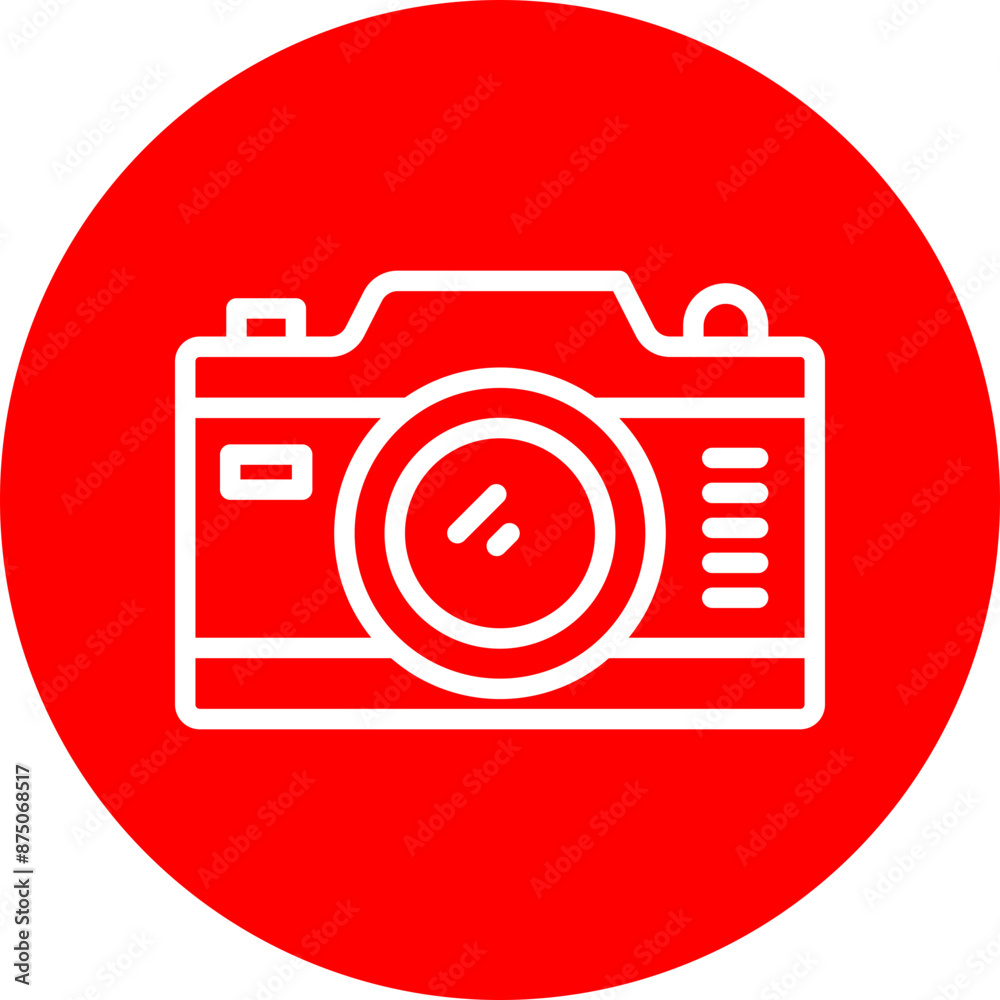 Camera Vector Line White Circle Red Camera Vector Line White Circle Red