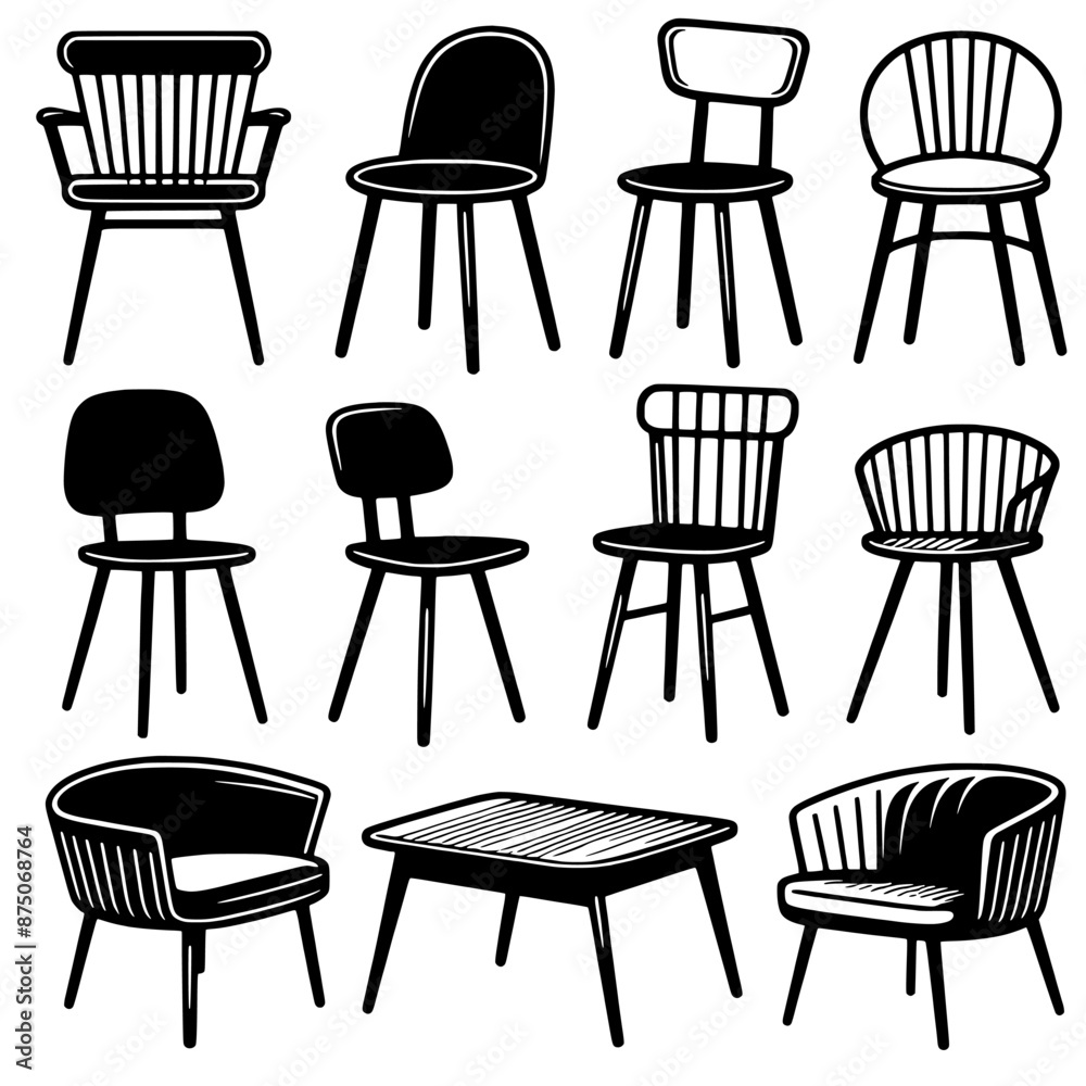 chair vector set vector isolated chair vector set vector isolated