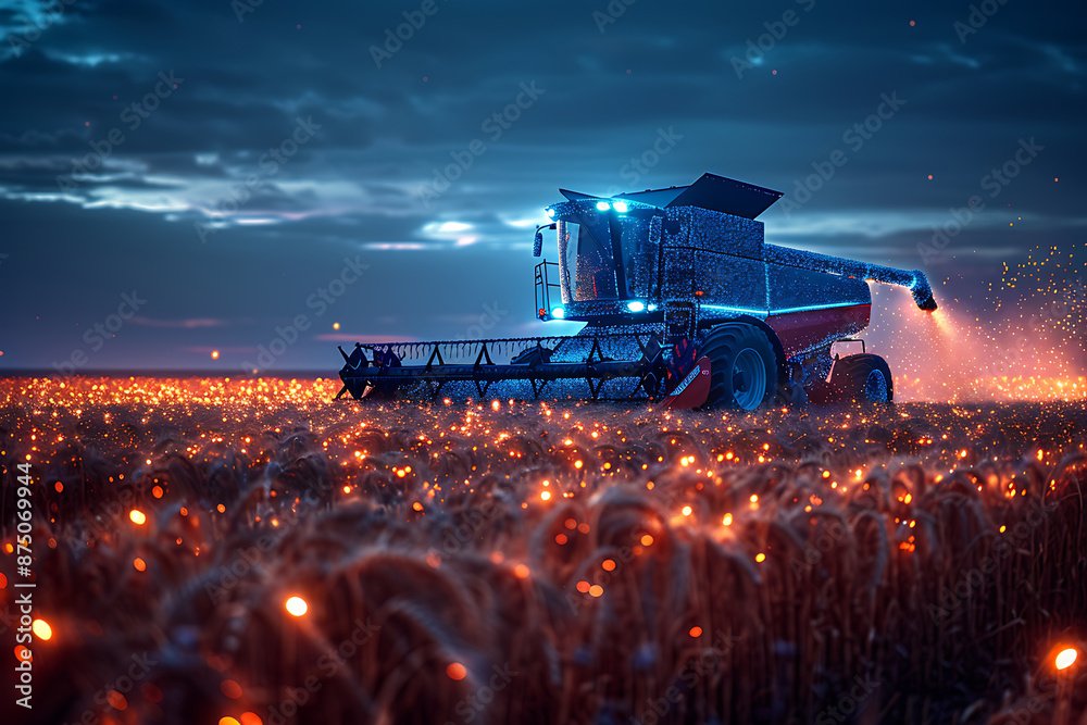 A wireframe-style illustration showcases a modern harvester in action, emphasizing its sleek design and efficiency in agricultural technology
A wireframe-style illustration showcases a modern harvester in action, emphasizing its sleek design and efficiency in agricultural technology