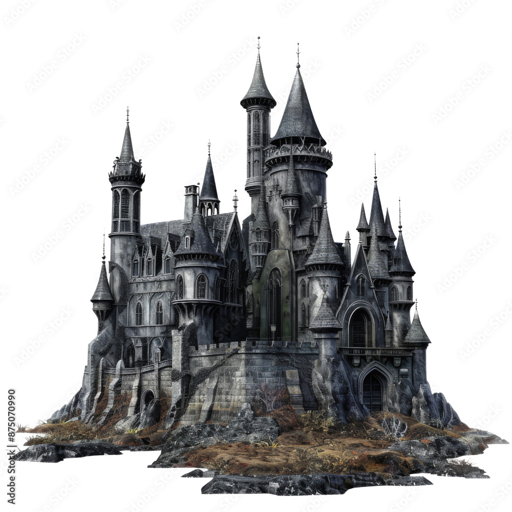 Halloween castle isolated on transparent or white background Halloween castle isolated on transparent or white background