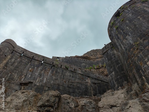 Mahararashtra forts Panaroma Mountains and cloudy monsoon weather beautiful scenic beauty during monsoon Heritage site historical place in maharashtra photo