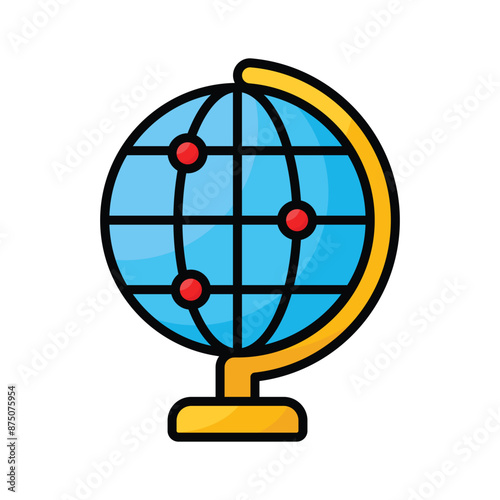 A spherical representation of Earth, showing continents, and countries, often used to symbolize global concepts or geography