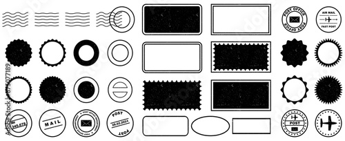 Grunge postage stamp collection. Set of post stamp. Retro grunge postmark
