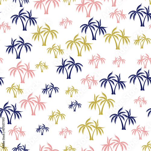 Cute palm tree minimal seamless pattern vector design. Jungle plants textile ...