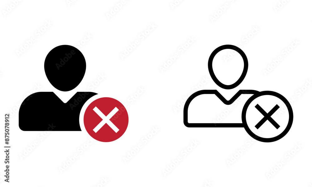 Profile account with cross symbol, account deleted icon vector Profile account with cross symbol, account deleted icon vector
