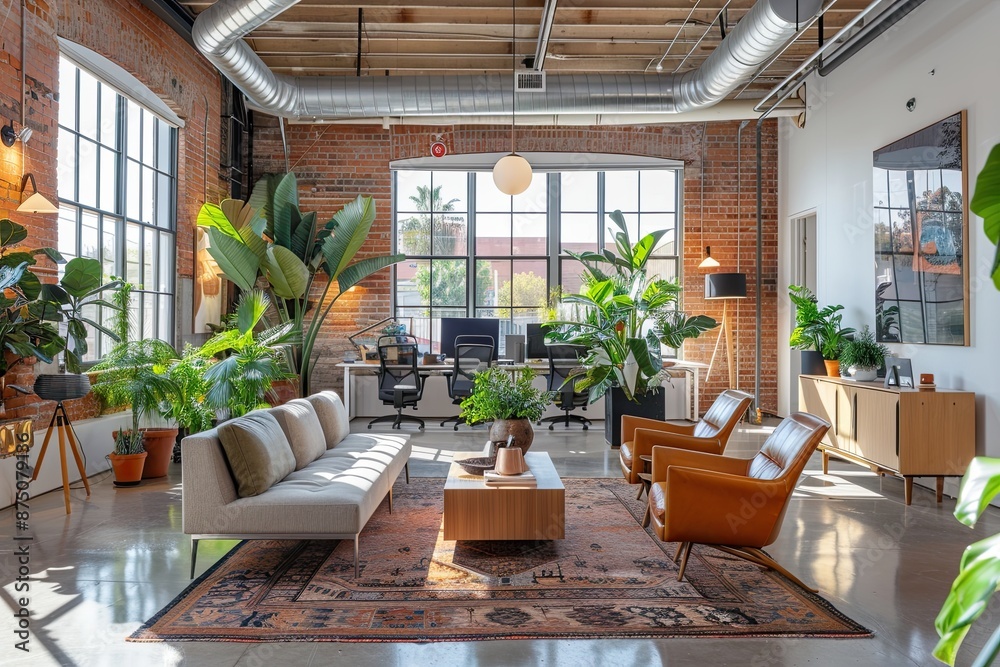 Fototapeta premium a modern office with lots of plants