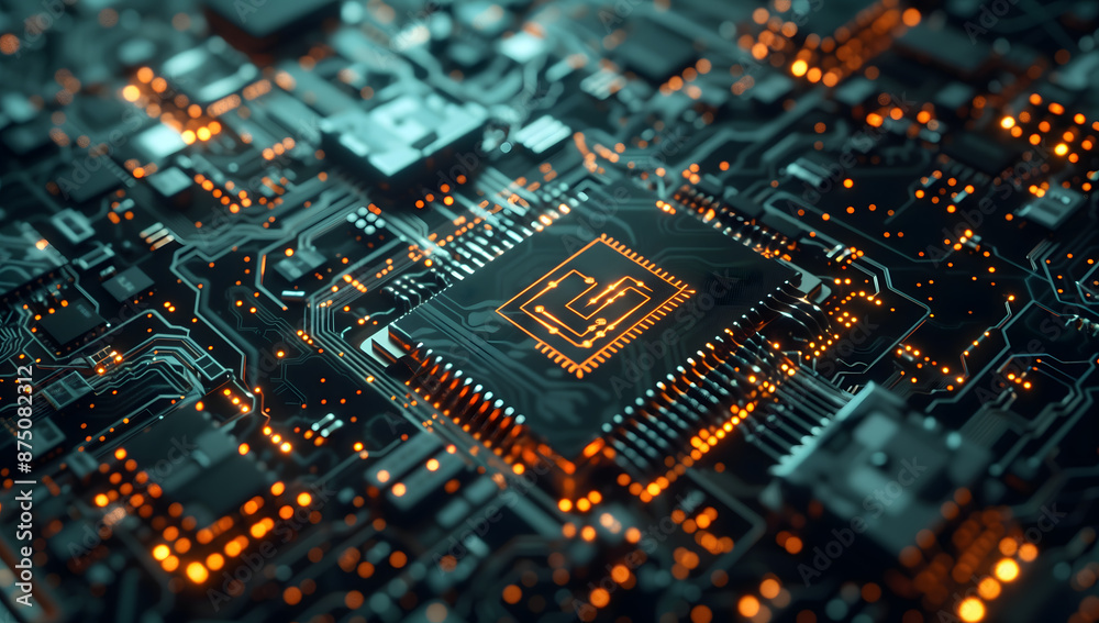 Digital Chip with shield logo floating center surrounded gray data blocks complex digital connections Data Blocks Cybersecurity Concept Digital Chip with shield logo floating center surrounded gray data blocks complex digital connections Data Blocks Cybersecurity Concept
