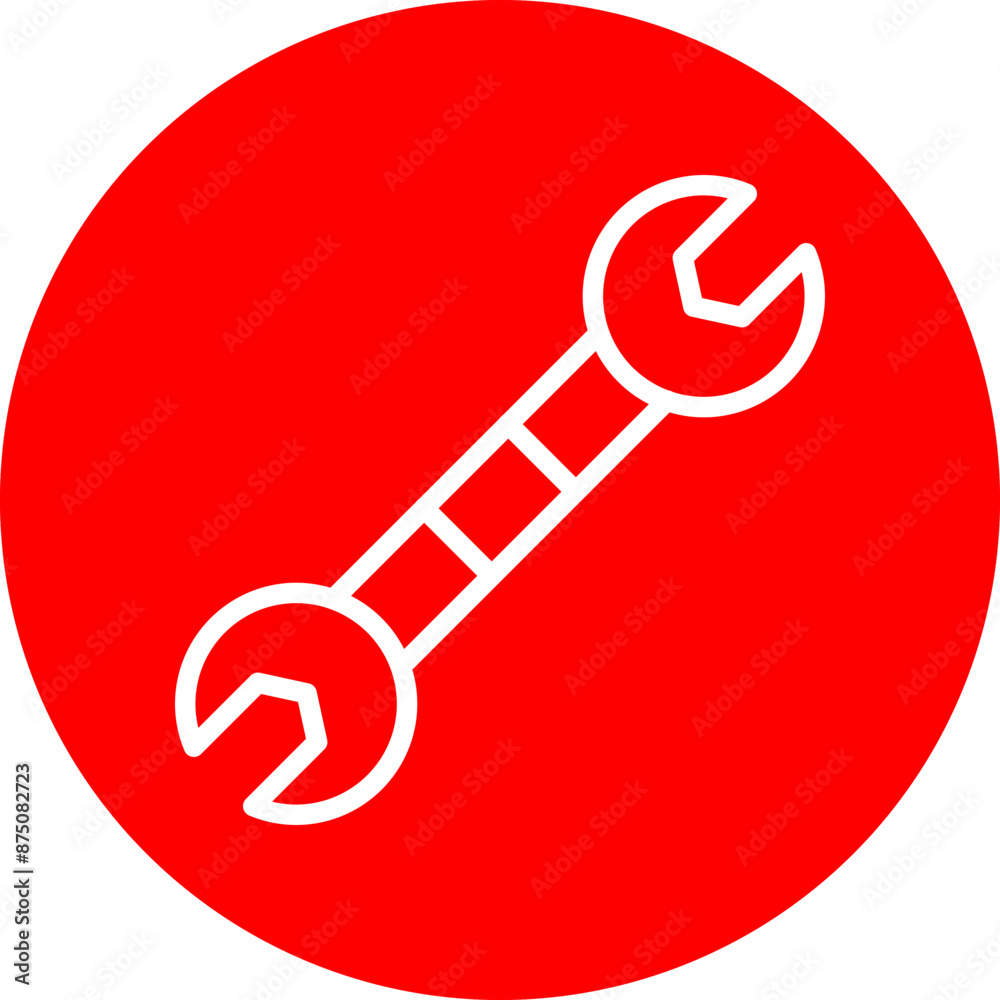 Spanner Vector Line White Circle Red Spanner Vector Line White Circle Red