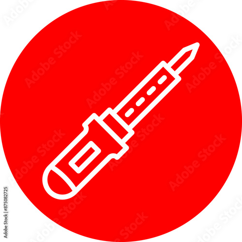 Soldering Iron Vector Line White Circle Red