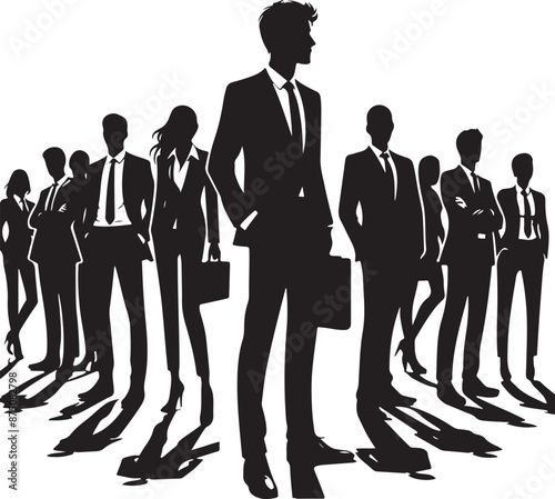 Business man standing with hands in his pockets  silhouette