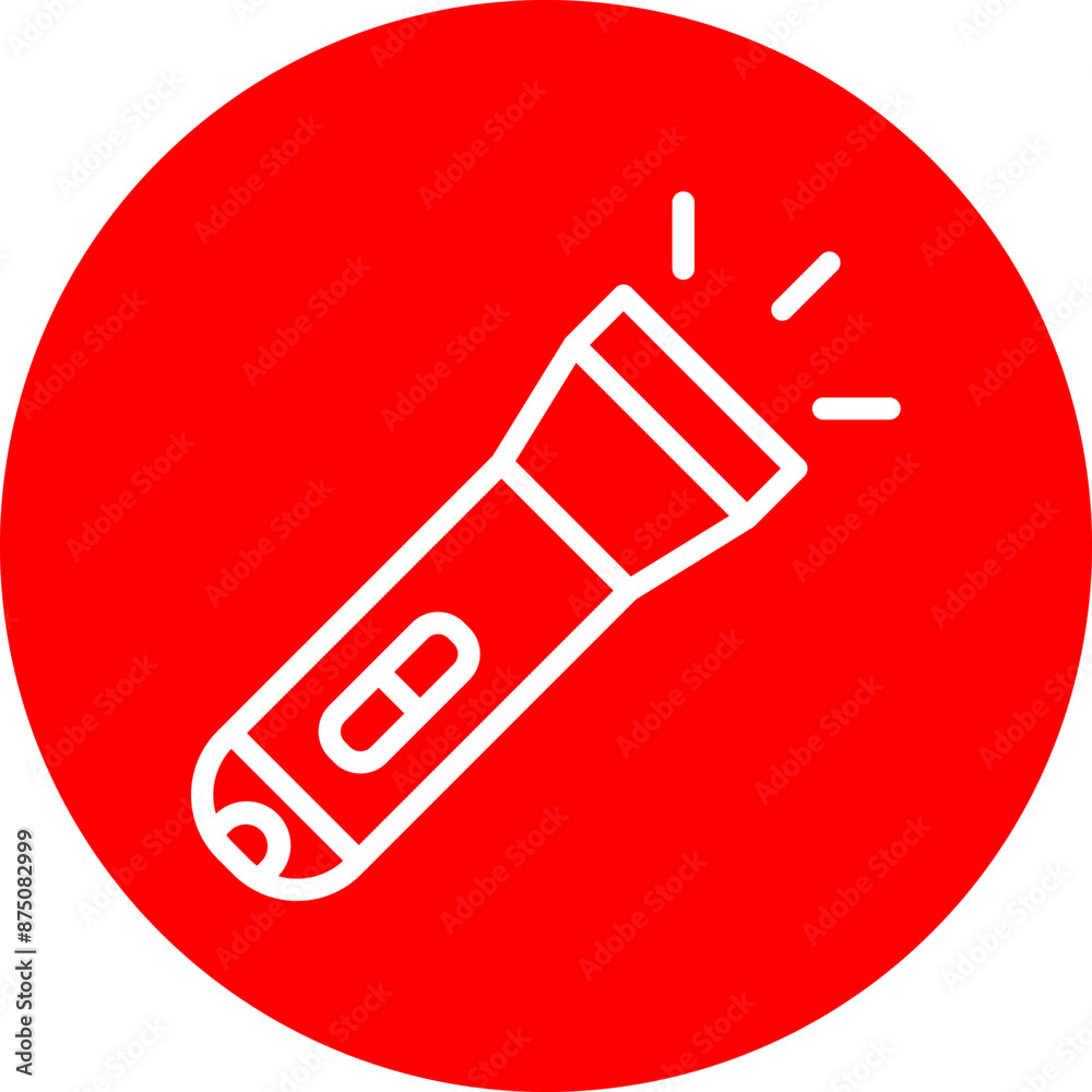 Flashlight Vector Line White Circle Red Flashlight Vector Line White Circle Red
