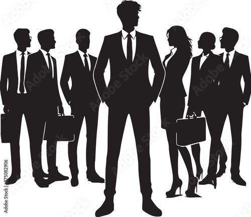 Business man vector silhouette show something  silhouette 