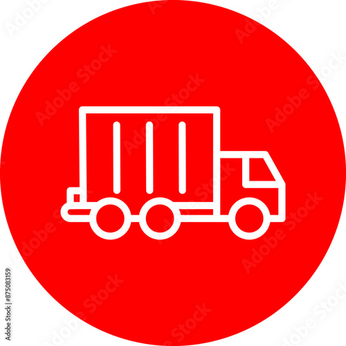 Dump Truck Vector Line White Circle Red