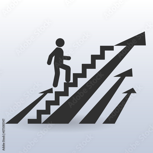 Aero, business, 3d, success, people, up, stairs, businessman, arrow, growth, graph, person, concept, ladder, climbing, steps, step, stair, chart, men, career, climb, staircase, illustration, character