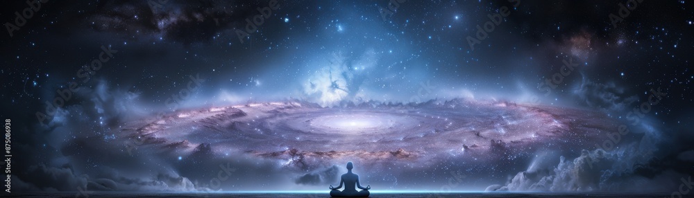A person is sitting in the middle of a galaxy A person is sitting in the middle of a galaxy
