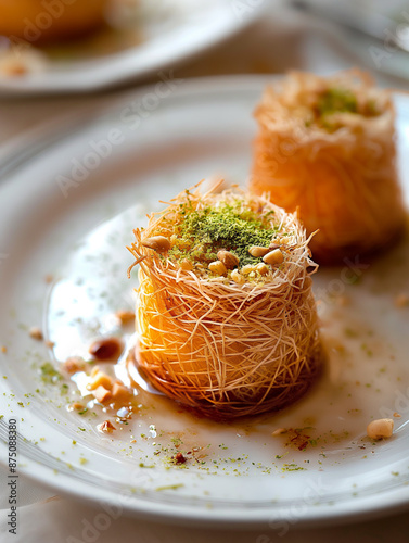A close-up view of kataifi ...