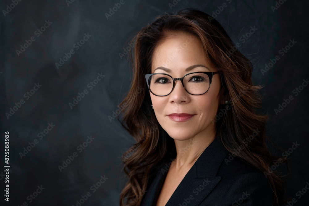 Close-up portrait of elderly woman of Asian descent, studio photo, against a sleek gray studio backdrop Close-up portrait of elderly woman of Asian descent, studio photo, against a sleek gray studio backdrop