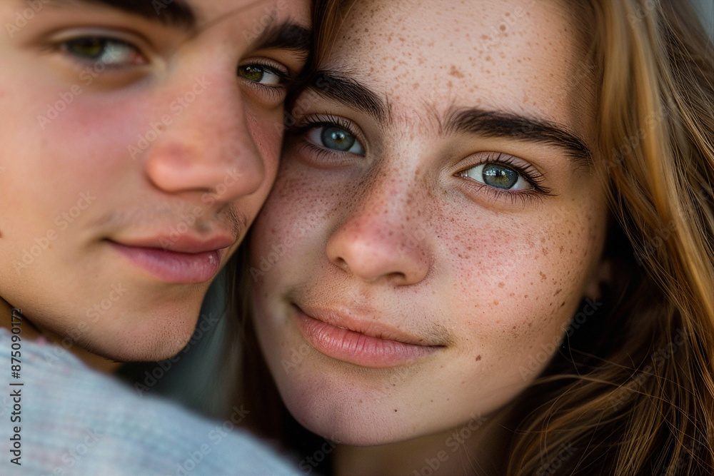 AI generated close up photo image of a happy beautiful young couple enjoying spending time at home together AI generated close up photo image of a happy beautiful young couple enjoying spending time at home together