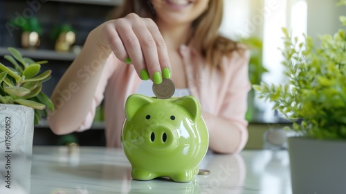 The green piggy bank. photo