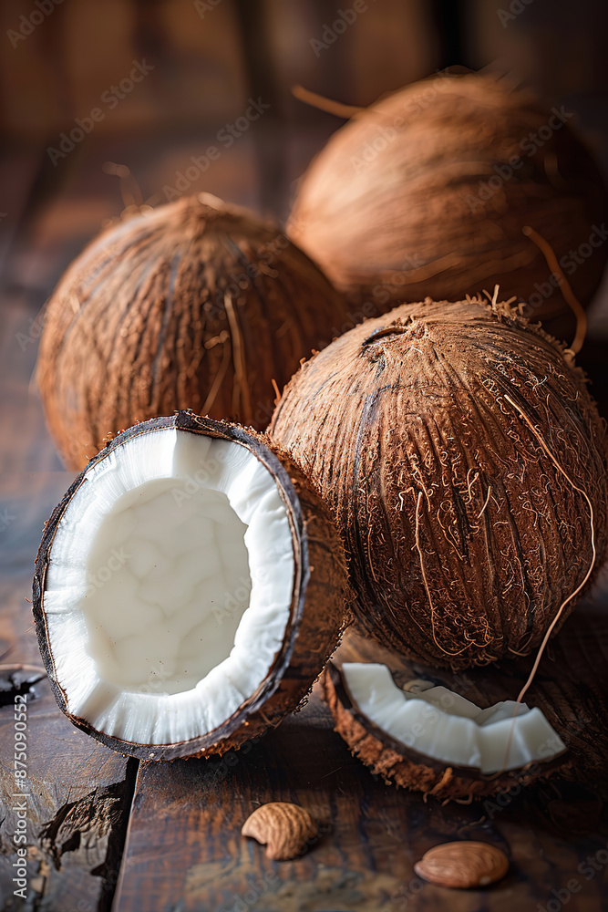 Tropical goodies. Tasty coconuts Tropical goodies. Tasty coconuts
