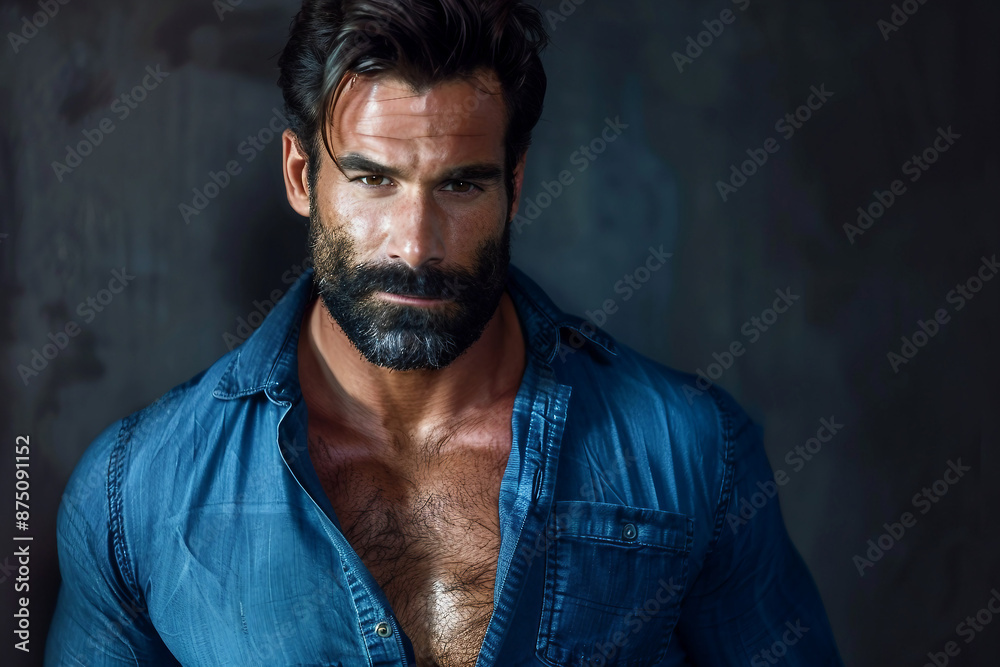 Fototapeta premium AI generated photo picture of handsome young strong muscular man posing in underwear