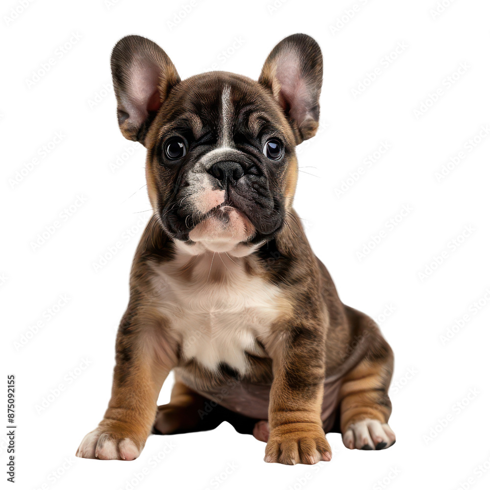 Adorable French Bulldog puppy sitting and looking at the camera, isolated on a white background. Adorable French Bulldog puppy sitting and looking at the camera, isolated on a white background.