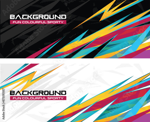 
Car decal livery wrap banner abstract stripe sporty blue yellow colour combination grunge brush thunder storm modern pattern racing motorsport energetic active vector design