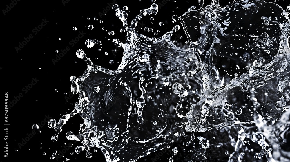 Abstract Water Splash Element Design on Black Background, Vector Illustration for Graphic Design and Web Banners Abstract Water Splash Element Design on Black Background, Vector Illustration for Graphic Design and Web Banners