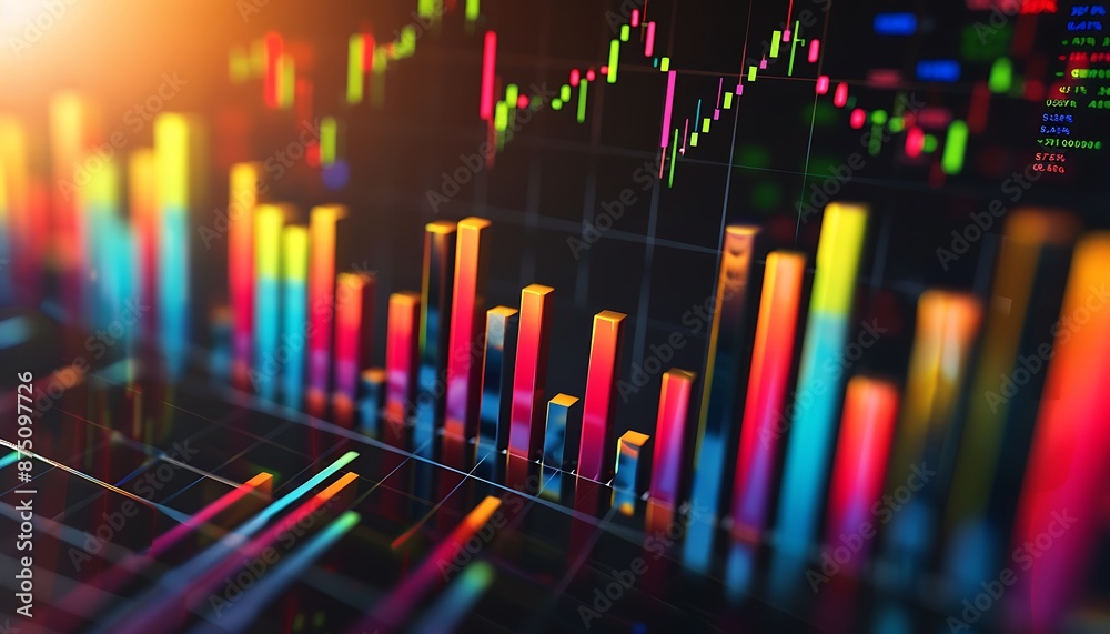 Modern bar graph illustrating a notable spike in stock values, representing a sudden surge in market performance with sharp, colorful bars and detailed, readable labels.