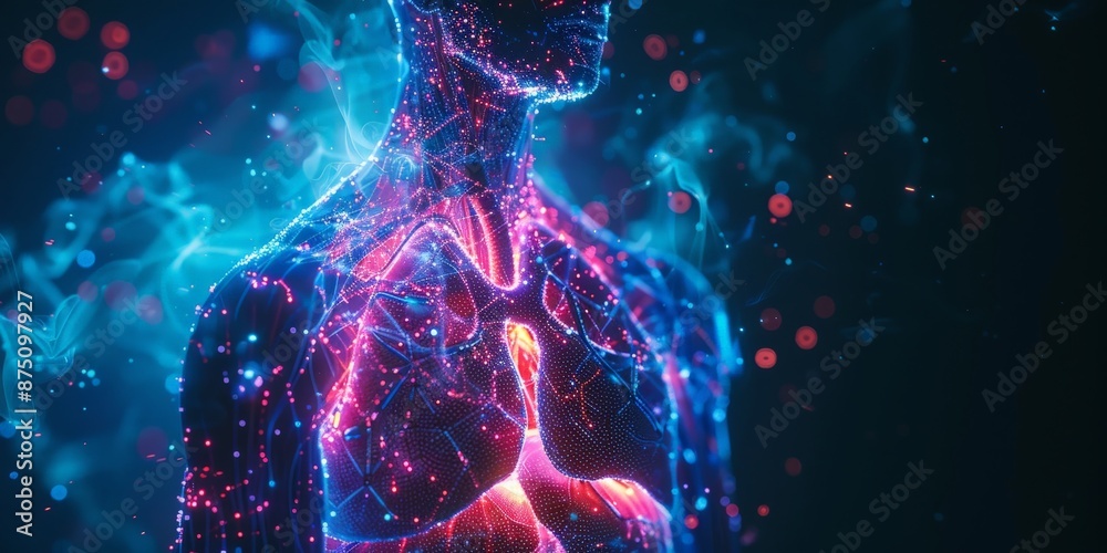 Detailed Lung Visualization in Futuristic Medical Tech Detailed Lung Visualization in Futuristic Medical Tech