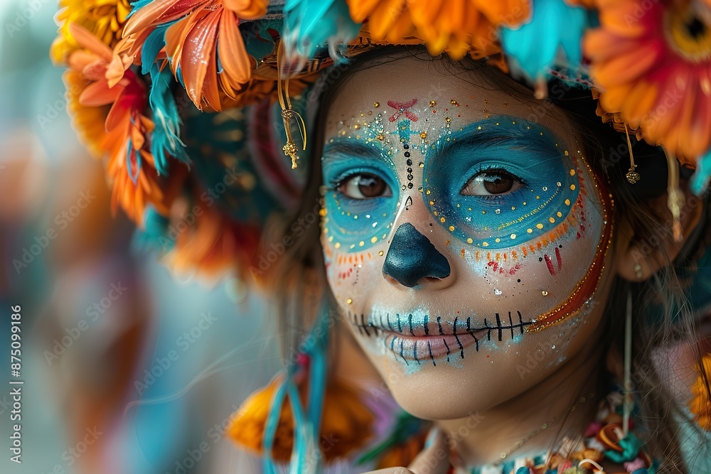 Kids with Intricate Skull Makeup for Day of the Dead Kids with Intricate Skull Makeup for Day of the Dead