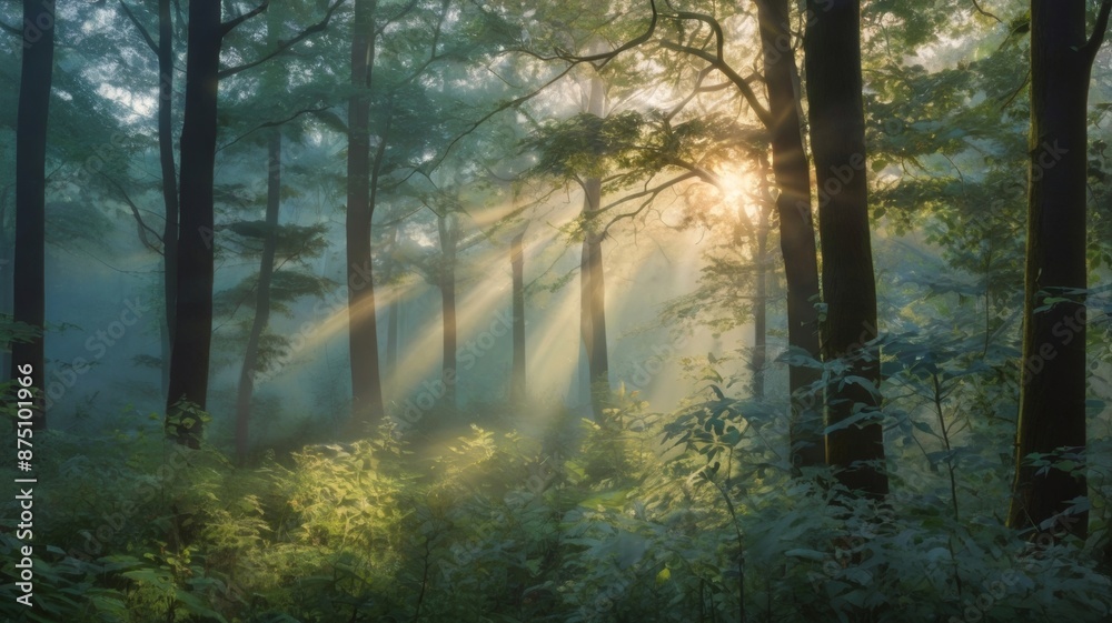 Obraz premium A Tranquil Forest Scene in Digital Art