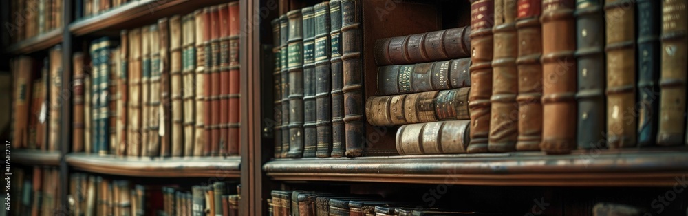Focused Library Shelves in a Modern Setting Focused Library Shelves in a Modern Setting