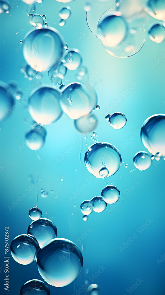 Obraz premium Digital blue bubble skin care products abstract poster web mobile phone background