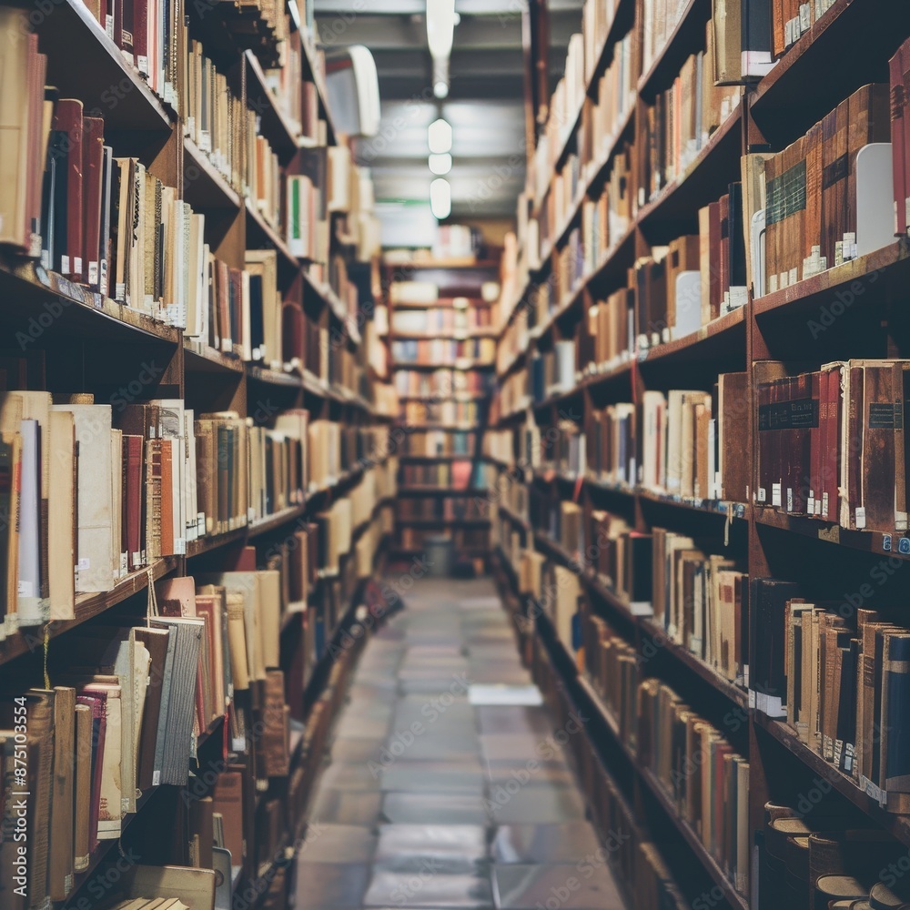 Focused Library Shelves in a Modern Setting