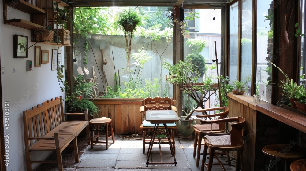 Relaxing in a cute cozy cafe setting AI generated illustration Relaxing in a cute cozy cafe setting AI generated illustration