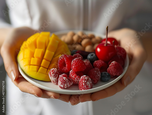 Diabetes-Friendly Diet: Including Mango, Raspberry, Blueberry, Cherry, and Nuts