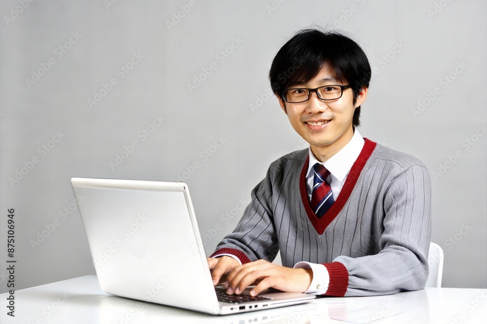 Confident Asian Student Working on Computer
Confident Asian Student Working on Computer