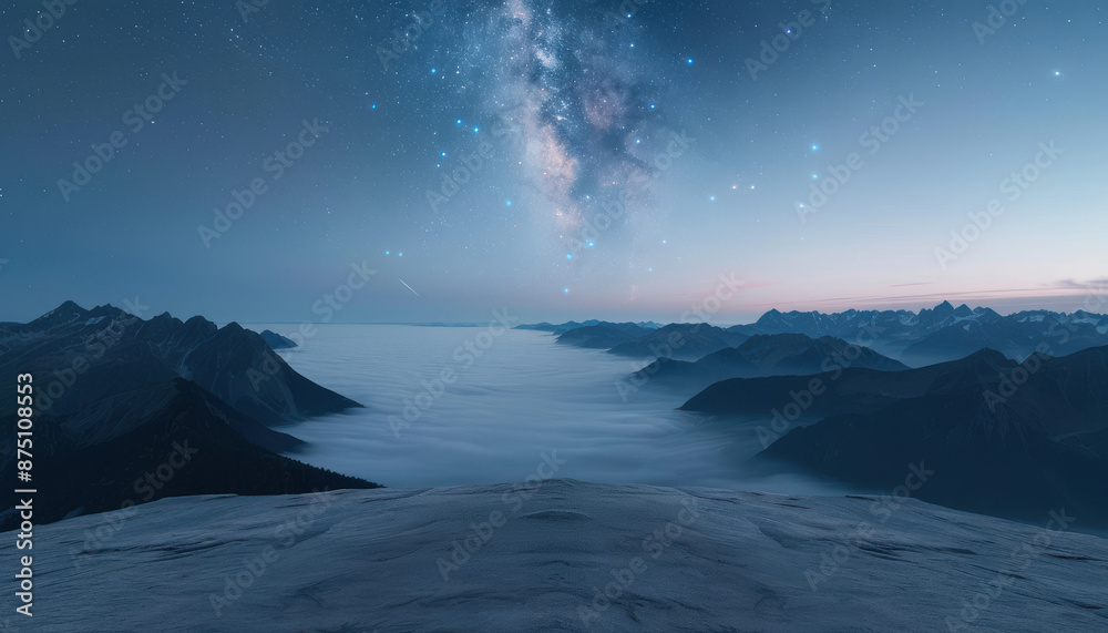 Naklejka premium A beautiful night sky with a large milky white cloud in the middle