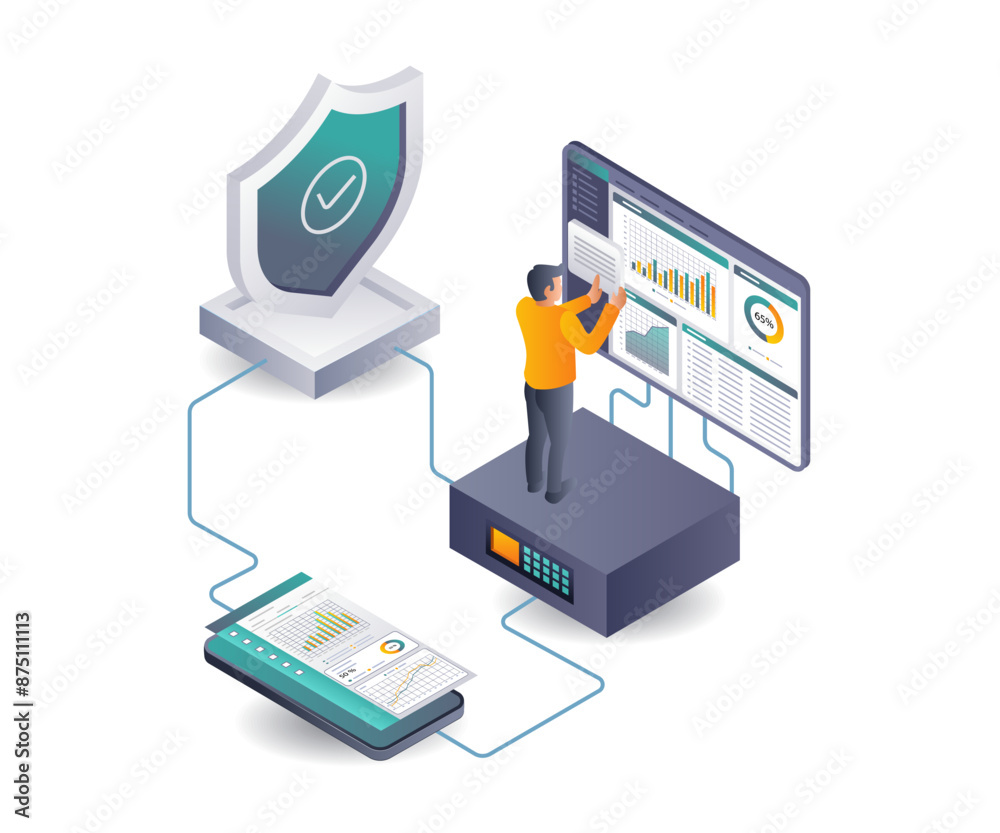 Man Analyzing Security Data of Cloud Servers
