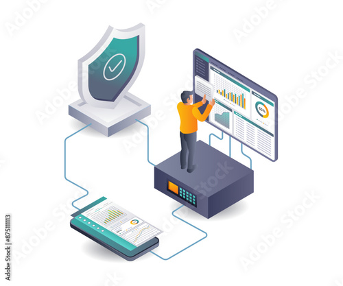 Man Analyzing Security Data of Cloud Servers