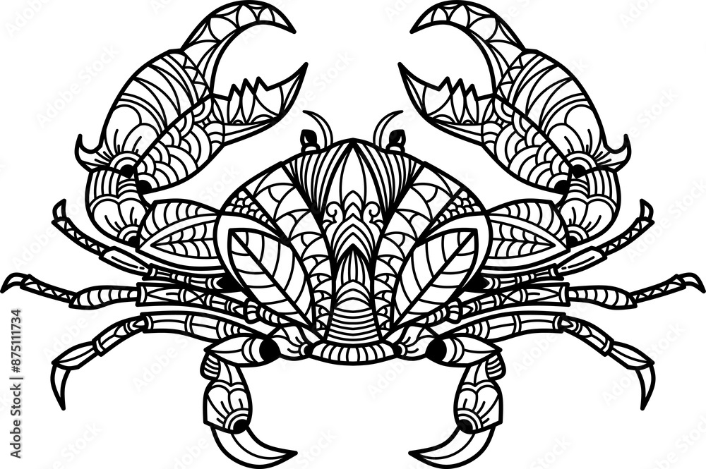 Hand drawn of crab in zentangle style Hand drawn of crab in zentangle style