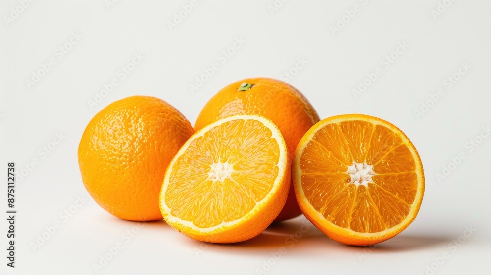 Isolated fresh oranges on a white background. Perfect for healthy and natural food concepts. Isolated fresh oranges on a white background. Perfect for healthy and natural food concepts.