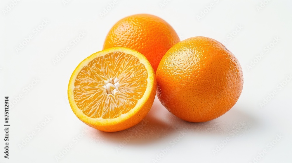 Isolated view of fresh oranges on a white background. Perfect for natural food concepts.