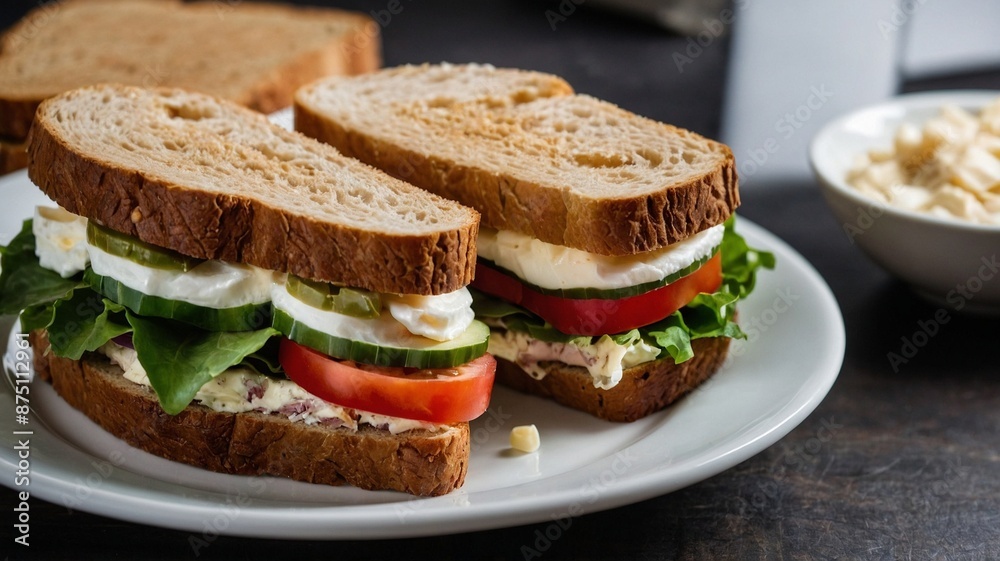 Fresh Vegetable Sandwich on Whole Grain Bread
Fresh Vegetable Sandwich on Whole Grain Bread