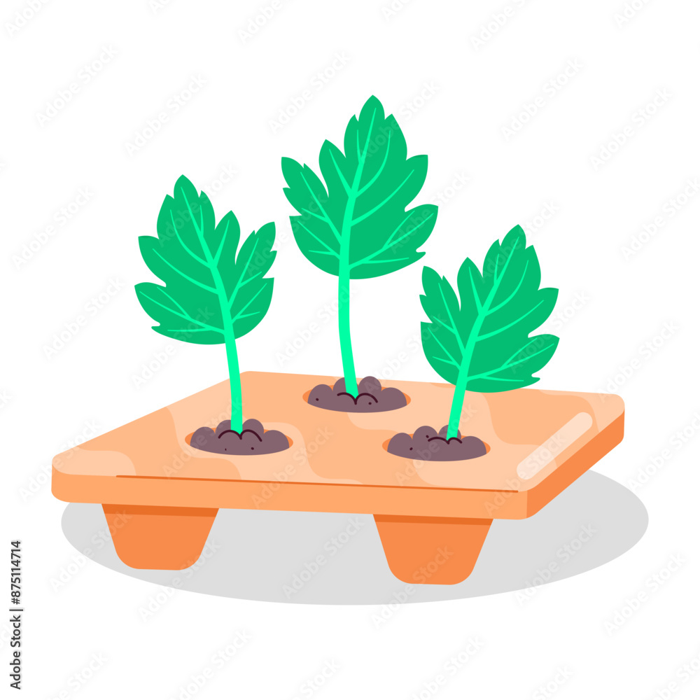 Obraz premium Herbs bed sticker designed in flat style