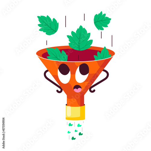 A flat style sticker of leaves filtration 

